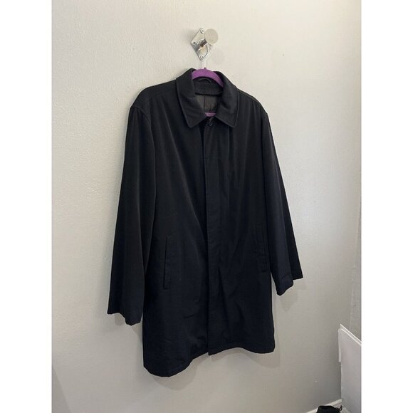 Express men medium double layer removable trench coat black button close pockets - Picture 3 of 15